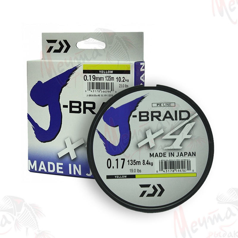 Шнур плетеный DAIWA J-BRAID x4  #1.5 (Y)